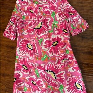 EUC Lilly Pulitzer Pink Bell Sleeve Sundress Resort Wear , Side zipper